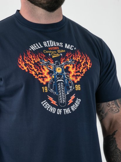 D555 Hockney Tricou cu Imprimeu Motocicletă Bleumarin - Tricouri - Tricouri Bărbați Mărimi Mari