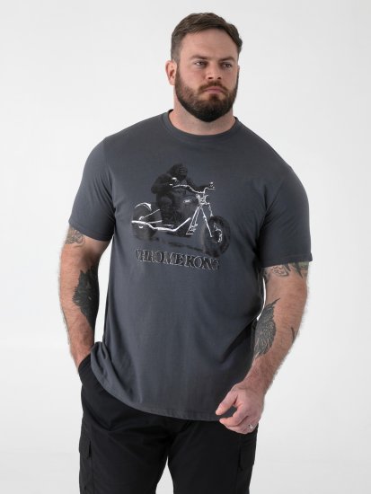 D555 Craig Gorilla Biker Tricou cu Imprimeu Gri Închis - Tricouri - Tricouri Bărbați Mărimi Mari