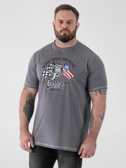 D555 Jasper Official Gas Monkey Tricou cu Imprimeu Gri - Tricouri - Tricouri Bărbați Mărimi Mari