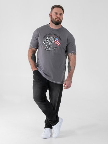 D555 Jasper Official Gas Monkey Tricou cu Imprimeu Gri - Tricouri - Tricouri Bărbați Mărimi Mari