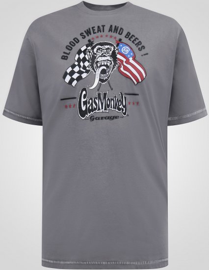 D555 Jasper Official Gas Monkey Tricou cu Imprimeu Gri - Tricouri - Tricouri Bărbați Mărimi Mari