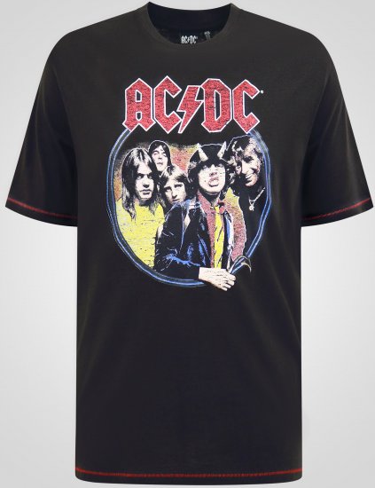D555 Hugh Official ACDC Highway To Hell Tricou cu Imprimeu Negru - Tricouri - Tricouri Bărbați Mărimi Mari