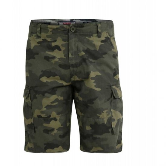 D555 Marty Camo Shorts Green - Pantaloni scurți - Pantaloni Scurți Mărimi mari Bărbați 