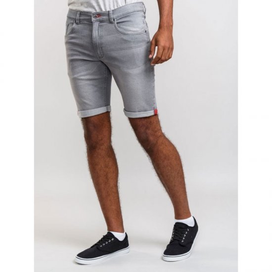 D555 Griffin Denim Shorts Grey - Pantaloni scurți - Pantaloni Scurți Mărimi mari Bărbați 