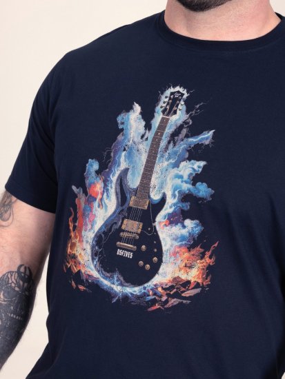 D555 Slater Tricou imprimat Albastru marin - Tricouri - Tricouri Bărbați Mărimi Mari