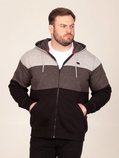 D555 Fitzgerald Zip Through Hoody With Cut & Sew Panels Negru - Pulovere & hanorace - Pulovere & Hanorace Bărbați Mărimi Mari