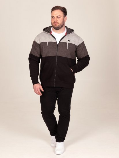 D555 Fitzgerald Zip Through Hoody With Cut & Sew Panels Negru - Pulovere & hanorace - Pulovere & Hanorace Bărbați Mărimi Mari