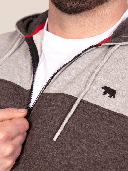 D555 Fitzgerald Zip Through Hoody With Cut & Sew Panels Negru - Pulovere & hanorace - Pulovere & Hanorace Bărbați Mărimi Mari