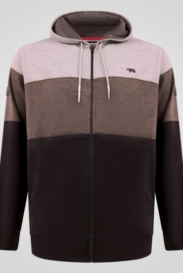 D555 Fitzgerald Zip Through Hoody With Cut & Sew Panels Negru - Pulovere & hanorace - Pulovere & Hanorace Bărbați Mărimi Mari