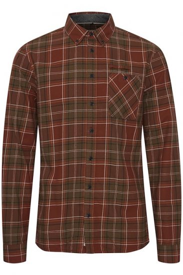 Blend Checked Long Sleeve Shirt 4324 Brown - Cămăși - Cămăși Bărbați Mărimi Mari