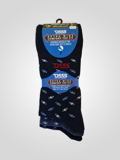 D555 Harold 3 Extra Wide Comfort Fit Socks 3-pack Navy/Denim - Lenjerie intimă & costum baie - Lenjerie Intimă Bărbați Mărimi Mari
