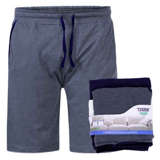 D555 Cobra Two Pack Elasticated Waist Band Jersey Shorts With Pockets - Pantaloni trening - Pantaloni Trening Bărbați Mărimi Mari