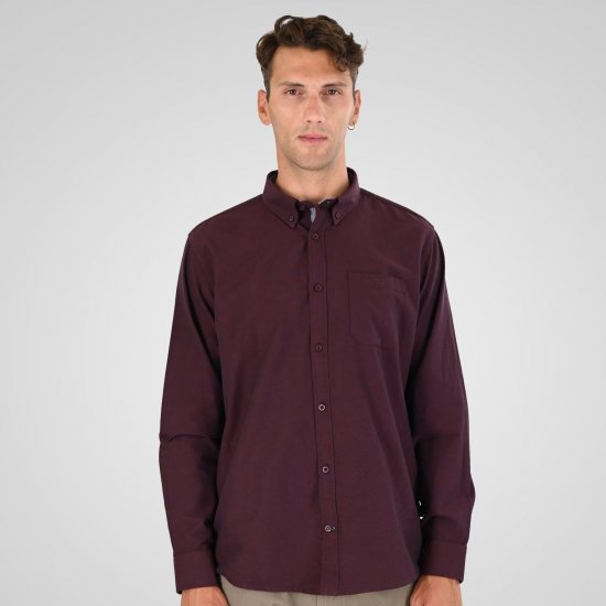 Double Outfitters GS-5225 Cămașă Oxford Bordo - Cămăși - Cămăși Bărbați Mărimi Mari