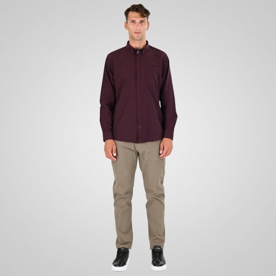 Double Outfitters GS-5225 Cămașă Oxford Bordo - Cămăși - Cămăși Bărbați Mărimi Mari