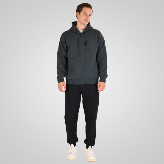 Double Outfitters MTOP-1160 Hanorac cu glugă și fermoar Verde închis - Pulovere & hanorace - Pulovere & Hanorace Bărbați Mărimi Mari