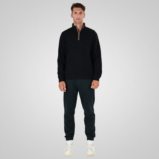 Double Outfitters MTOP-1163 Hanorac cu fermoar scurt Negru - Pulovere & hanorace - Pulovere & Hanorace Bărbați Mărimi Mari