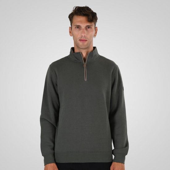Double Outfitters MTOP-1163 Hanorac cu fermoar scurt Kaki - Pulovere & hanorace - Pulovere & Hanorace Bărbați Mărimi Mari