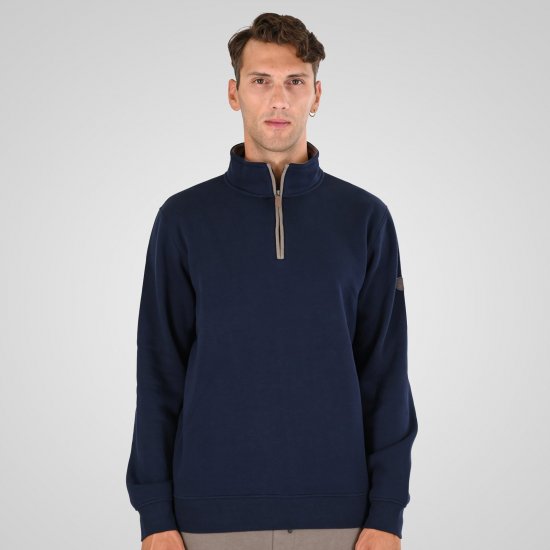 Double Outfitters MTOP-1163 Hanorac cu fermoar scurt Albastru marin - Pulovere & hanorace - Pulovere & Hanorace Bărbați Mărimi Mari