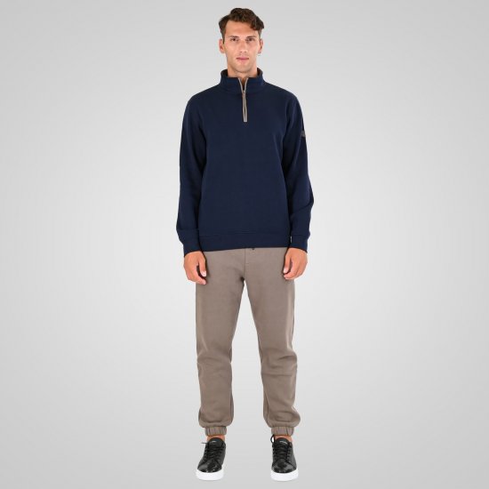 Double Outfitters MTOP-1163 Hanorac cu fermoar scurt Albastru marin - Pulovere & hanorace - Pulovere & Hanorace Bărbați Mărimi Mari