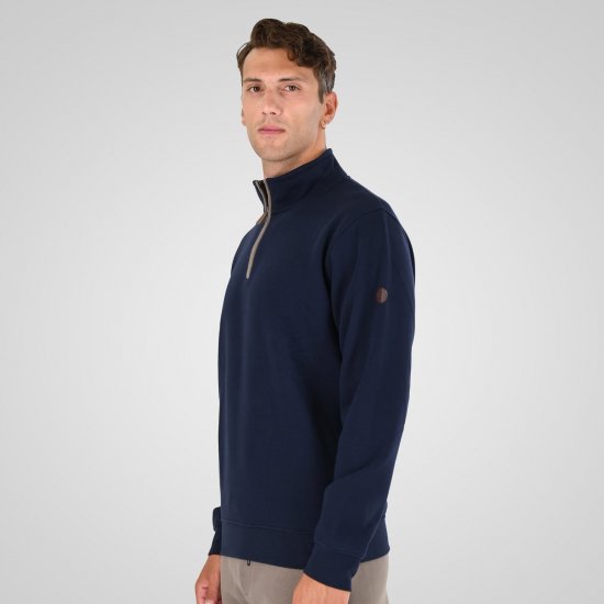 Double Outfitters MTOP-1163 Hanorac cu fermoar scurt Albastru marin - Pulovere & hanorace - Pulovere & Hanorace Bărbați Mărimi Mari