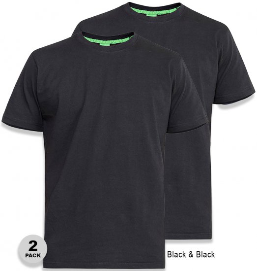 D555 Fenton 2-pack Black/Black T-shirt - Tricouri - Tricouri Bărbați Mărimi Mari