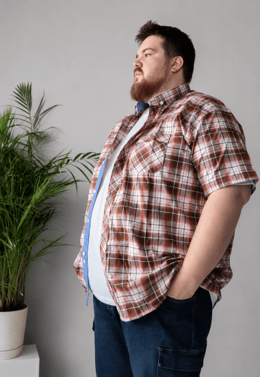 Kam Jeans 6368 Checked Short Sleeve Shirt Red - Cămăși - Cămăși Bărbați Mărimi Mari