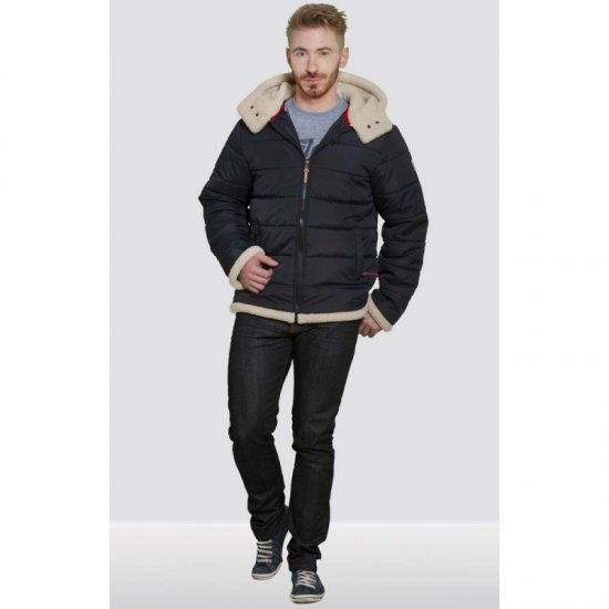 D555 Hudson Hooded Puffer Jacket Navy - Geci - Geci Bărbați Mărimi Mari
