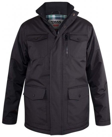 D555 Fargo Five Pocket Jacket With Ribbed Neck and Inner Quilting Black - Geci - Geci Bărbați Mărimi Mari
