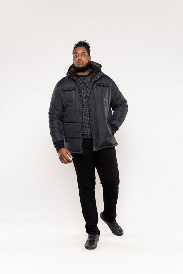D555 Lonsdale Parka Style Jacket With Embroidery Patch On Sleeve Black - Geci - Geci Bărbați Mărimi Mari