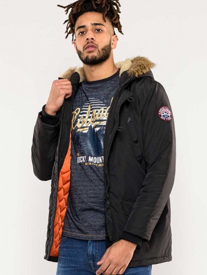 D555 Dundee Parka Jacket With Fur trimming and Teddy Fur Lined hood - Geci - Geci Bărbați Mărimi Mari