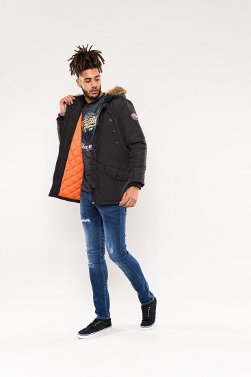 D555 Dundee Parka Jacket With Fur trimming and Teddy Fur Lined hood - Geci - Geci Bărbați Mărimi Mari