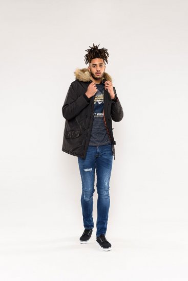 D555 Dundee Parka Jacket With Fur trimming and Teddy Fur Lined hood - Geci - Geci Bărbați Mărimi Mari
