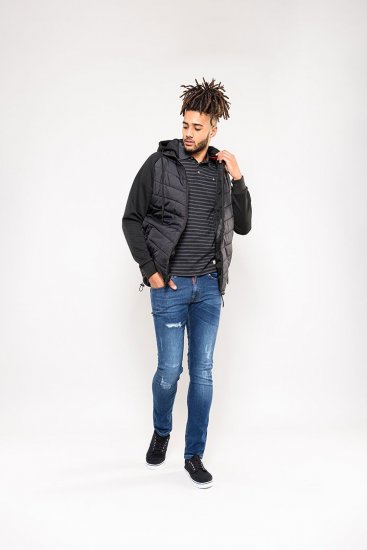 D555 Thorpe Hooded Quilted Jacket With Fleece Sleeves And Removable Fleece Hood - Geci - Geci Bărbați Mărimi Mari