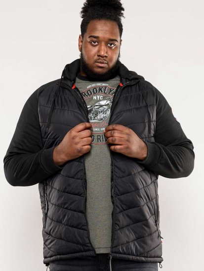 D555 Thorpe Hooded Quilted Jacket With Fleece Sleeves And Removable Fleece Hood - Geci - Geci Bărbați Mărimi Mari