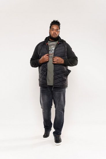 D555 Thorpe Hooded Quilted Jacket With Fleece Sleeves And Removable Fleece Hood - Geci - Geci Bărbați Mărimi Mari