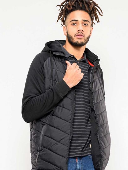 D555 Thorpe Hooded Quilted Jacket With Fleece Sleeves And Removable Fleece Hood - Geci - Geci Bărbați Mărimi Mari