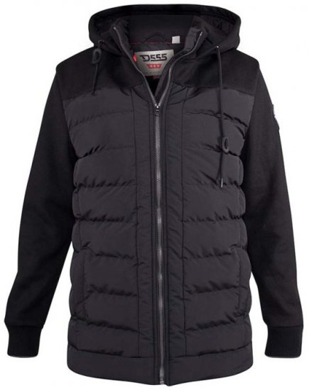 D555 Hampshire Hooded Quilted Jacket Black - Geci - Geci Bărbați Mărimi Mari