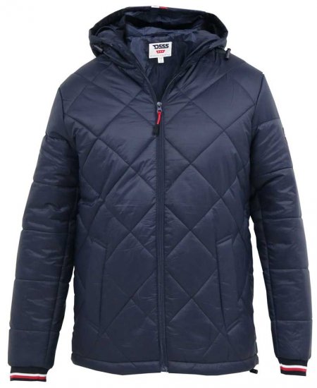D555 Angus Diamond Quilted Puffer Jacket Navy - Geci - Geci Bărbați Mărimi Mari
