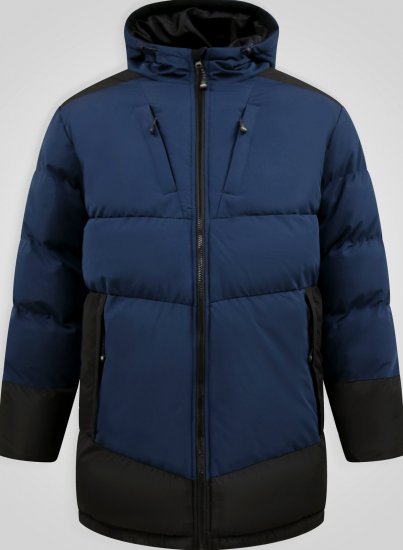 D555 Hank Ripstop Contrast Panelled Padded Hooded Jacket Albastru marin - Geci - Geci Bărbați Mărimi Mari