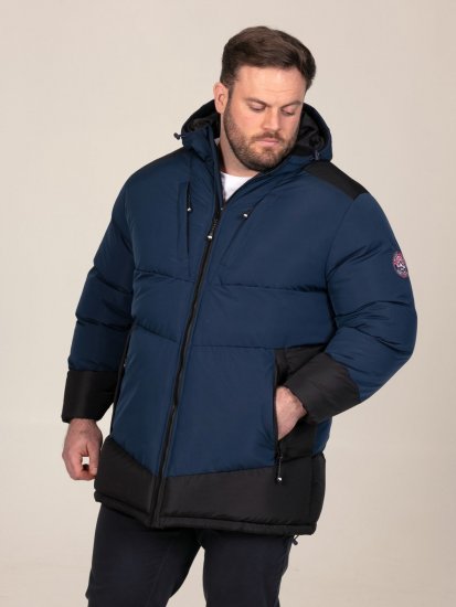 D555 Hank Ripstop Contrast Panelled Padded Hooded Jacket Albastru marin - Geci - Geci Bărbați Mărimi Mari
