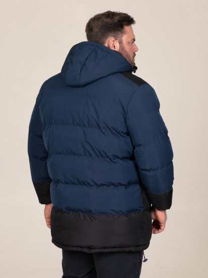 D555 Hank Ripstop Contrast Panelled Padded Hooded Jacket Albastru marin - Geci - Geci Bărbați Mărimi Mari
