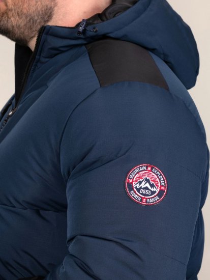 D555 Hank Ripstop Contrast Panelled Padded Hooded Jacket Albastru marin - Geci - Geci Bărbați Mărimi Mari