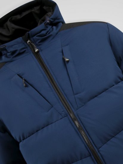 D555 Hank Ripstop Contrast Panelled Padded Hooded Jacket Albastru marin - Geci - Geci Bărbați Mărimi Mari