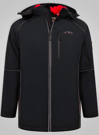 D555 Jamie Soft Shell Detachable Hood Padded Jacket Negru - Geci - Geci Bărbați Mărimi Mari