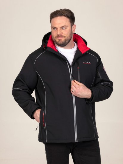 D555 Jamie Soft Shell Detachable Hood Padded Jacket Negru - Geci - Geci Bărbați Mărimi Mari