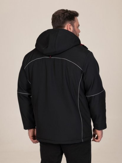 D555 Jamie Soft Shell Detachable Hood Padded Jacket Negru TALL - TALL geci - Jachete TALL pentru bărbați înalți