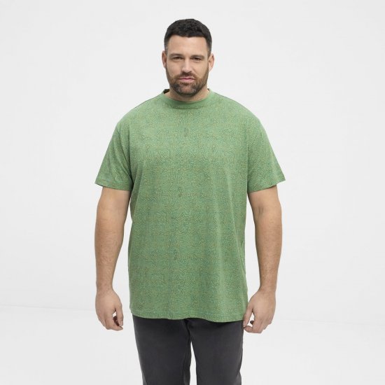 North Latitude Allover Printed Tricou Verde Mediu - Tricouri - Tricouri Bărbați Mărimi Mari