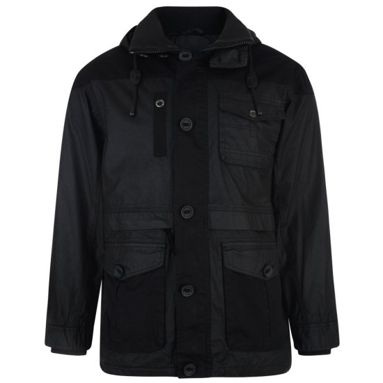 Kam Jeans Hooded Coat Black - Geci - Geci Bărbați Mărimi Mari