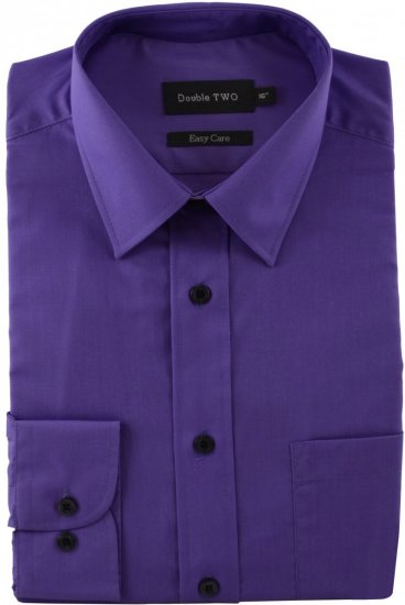 Double TWO Classic Easy Care Long Sleeve Purple - Cămăși - Cămăși Bărbați Mărimi Mari