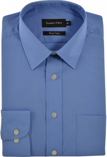 Double TWO Classic Easy Care Long Sleeve Blue - Cămăși - Cămăși Bărbați Mărimi Mari